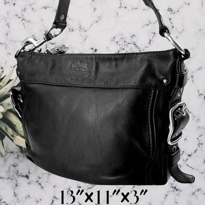 Coach black leather shoulder bag